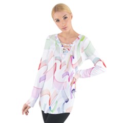 Rainbow Green Purple Pink Red Blue Pattern Zommed Tie Up Tee by Mariart