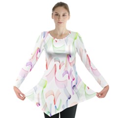 Rainbow Green Purple Pink Red Blue Pattern Zommed Long Sleeve Tunic  by Mariart