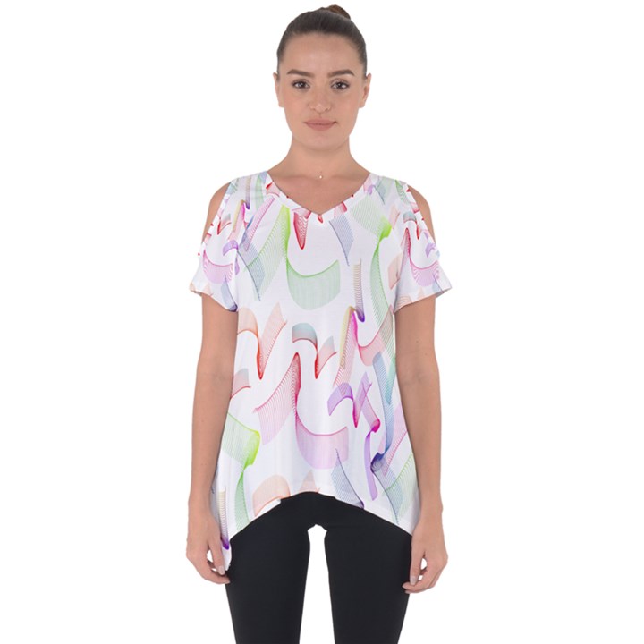 Rainbow Green Purple Pink Red Blue Pattern Zommed Cut Out Side Drop Tee