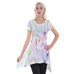 Rainbow Green Purple Pink Red Blue Pattern Zommed Short Sleeve Side Drop Tunic by Mariart