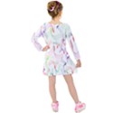 Rainbow Green Purple Pink Red Blue Pattern Zommed Kids  Long Sleeve Velvet Dress View2