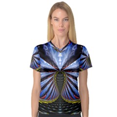 Illustration Robot Wave V-neck Sport Mesh Tee