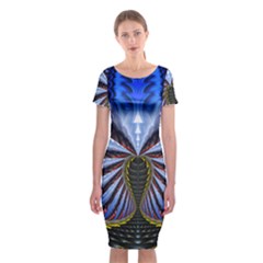 Illustration Robot Wave Classic Short Sleeve Midi Dress by Mariart