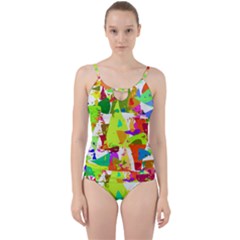 Colorful Shapes On A White Background                       Cut Out Top Tankini Set