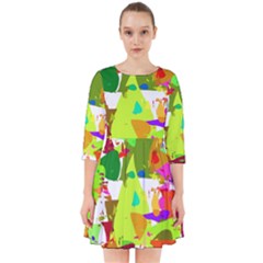 Colorful Shapes On A White Background                      Smock Dress