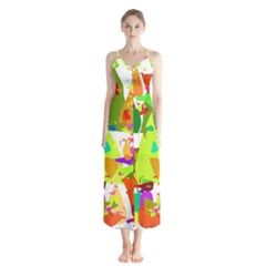 Colorful Shapes On A White Background                             Chiffon Maxi Dress