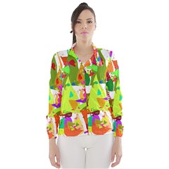 Colorful Shapes On A White Background                             Wind Breaker (women) by LalyLauraFLM