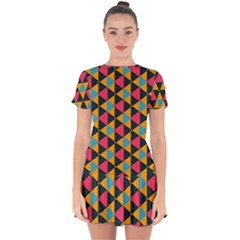 Triangles Pattern                              Drop Hem Mini Chiffon Dress