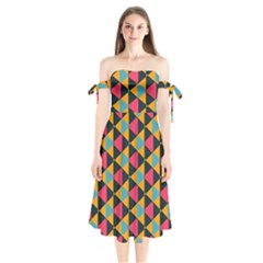 Triangles Pattern                   Shoulder Tie Bardot Midi Dress by LalyLauraFLM