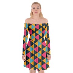 Triangles Pattern                  Off Shoulder Skater Dress