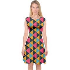 Triangles Pattern                           Capsleeve Midi Dress