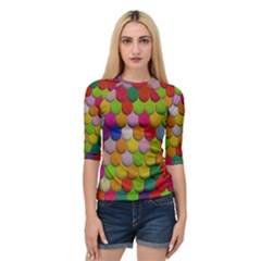 Colorful Tiles Pattern                   Women s Quarter Sleeve Raglan Tee