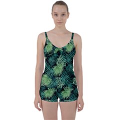 Tropical Pattern Tie Front Two Piece Tankini