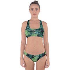 Tropical Pattern Cross Back Hipster Bikini Set