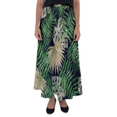 Tropical Pattern Flared Maxi Skirt