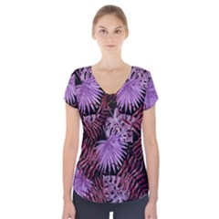 Tropical Pattern Short Sleeve Front Detail Top by ValentinaDesign