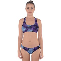 Tropical Pattern Cross Back Hipster Bikini Set