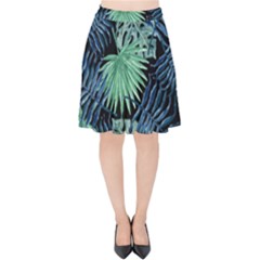 Tropical Pattern Velvet High Waist Skirt