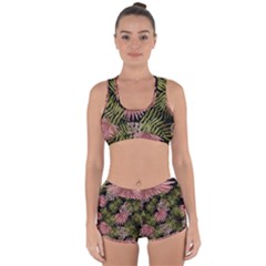 Tropical Pattern Racerback Boyleg Bikini Set