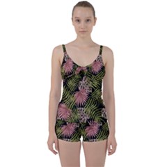 Tropical Pattern Tie Front Two Piece Tankini