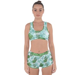 Tropical Pattern Racerback Boyleg Bikini Set