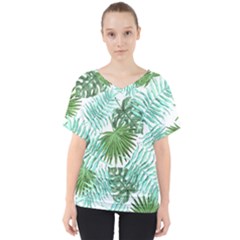 Tropical Pattern V-neck Dolman Drape Top