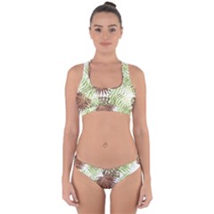 Tropical Pattern Cross Back Hipster Bikini Set