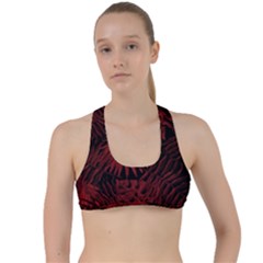 Tropical Pattern Criss Cross Racerback Sports Bra