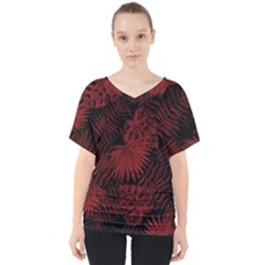 Tropical Pattern V-neck Dolman Drape Top