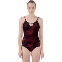 Tropical Pattern Cut Out Top Tankini Set