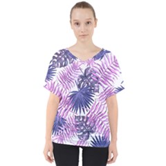 Tropical Pattern V-neck Dolman Drape Top