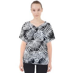 Tropical Pattern V-neck Dolman Drape Top