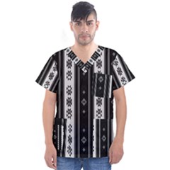 Folklore Pattern Men s V-neck Scrub Top