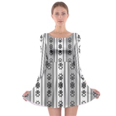 Folklore Pattern Long Sleeve Skater Dress