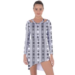 Folklore Pattern Asymmetric Cut-out Shift Dress by ValentinaDesign