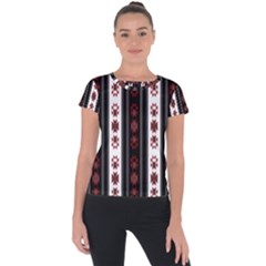 Folklore Pattern Short Sleeve Sports Top 