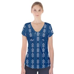 Folklore Pattern Short Sleeve Front Detail Top by ValentinaDesign