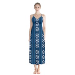 Folklore Pattern Button Up Chiffon Maxi Dress