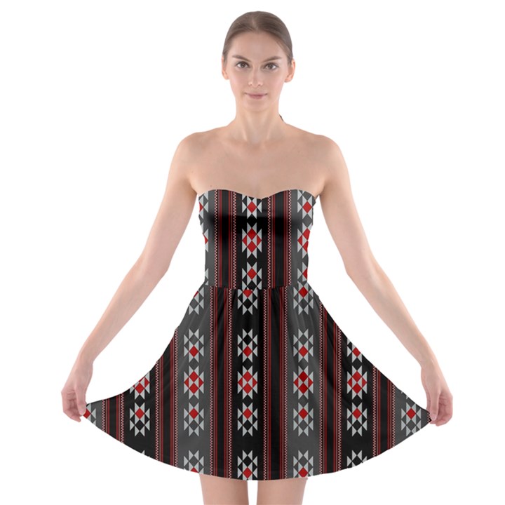 Folklore pattern Strapless Bra Top Dress