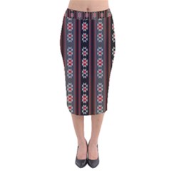 Folklore Pattern Velvet Midi Pencil Skirt by ValentinaDesign