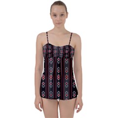 Folklore Pattern Babydoll Tankini Set