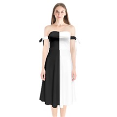 Black And White Shoulder Tie Bardot Midi Dress