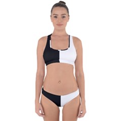 Black And White Cross Back Hipster Bikini Set