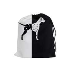 Dalmatian Dog Drawstring Pouches (large)  by Valentinaart