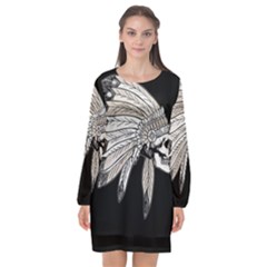 Indian Chef  Long Sleeve Chiffon Shift Dress 