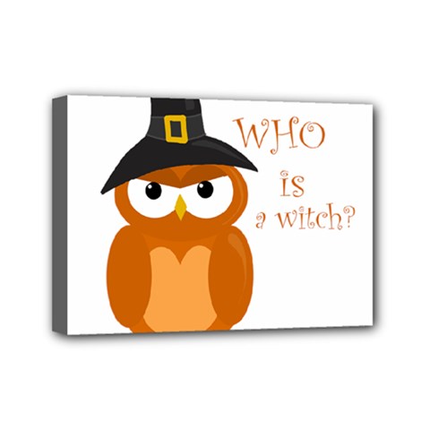 Halloween Orange Witch Owl Mini Canvas 7  X 5  by Valentinaart