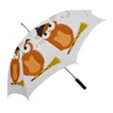 Halloween orange witch owl Straight Umbrellas View2