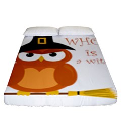 Halloween Orange Witch Owl Fitted Sheet (king Size) by Valentinaart