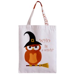 Halloween Orange Witch Owl Zipper Classic Tote Bag by Valentinaart