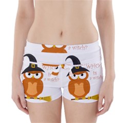 Halloween Orange Witch Owl Boyleg Bikini Wrap Bottoms by Valentinaart